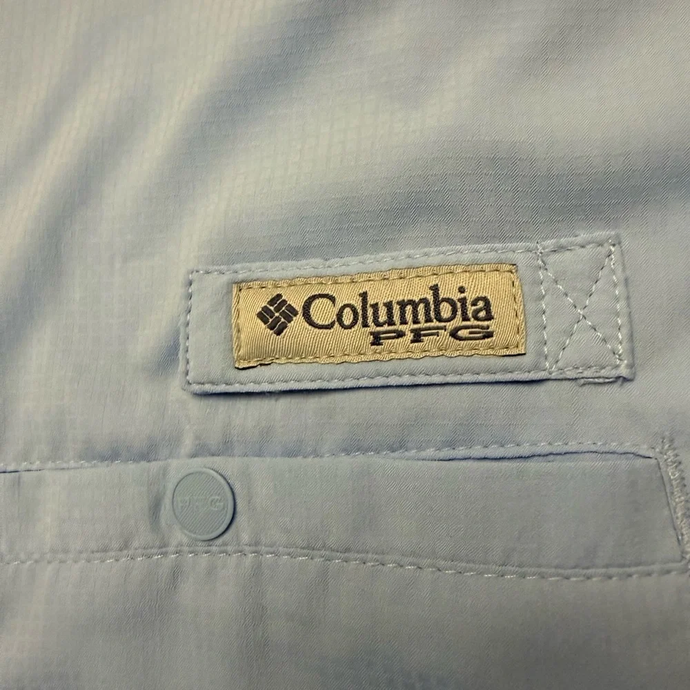 Columbia PFG Tamiami Fishing Shirt Mens Large Blue Omni Shade Long Sleeve - Picture 5 of 9